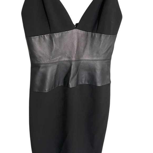 L’AGENCE Elegant Black Dress Faux Leather Cocktail 2 - Picture 5 of 7